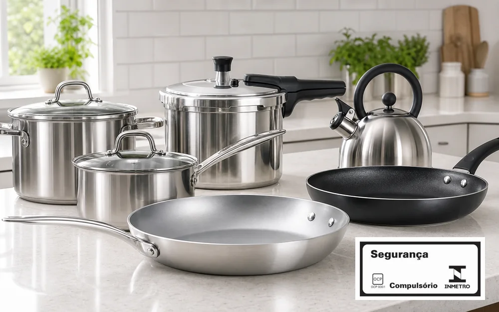Panelas metálicas e utensílios de cozinha para certificação INMETRO pela Yes Certificações