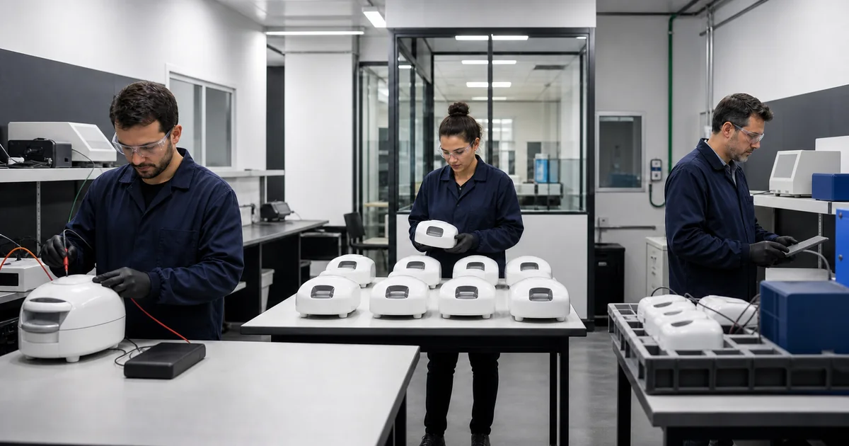 Laboratório executando diferentes fluxos de avaliação para certificação INMETRO