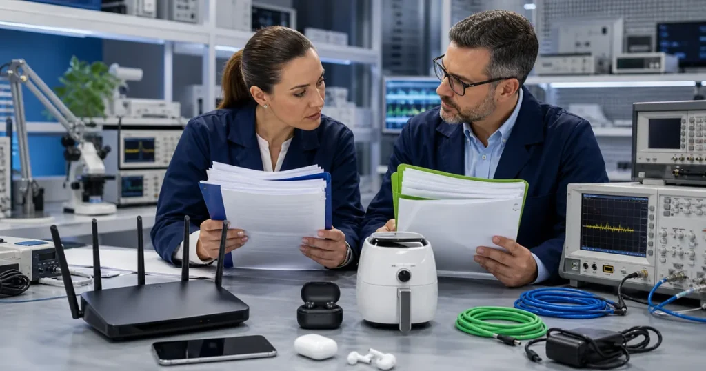 Produto eletrônico com documentos CE e FCC