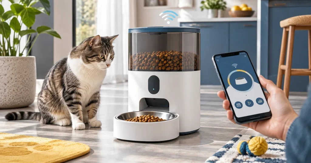 Comedouro automático Wi-Fi para pets conectado a smartphone
